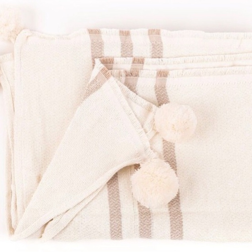 New Imani Collective Causebox Alltrue Woven Soft Luxury Pom Gift Blanket Throw - Picture 3 of 3